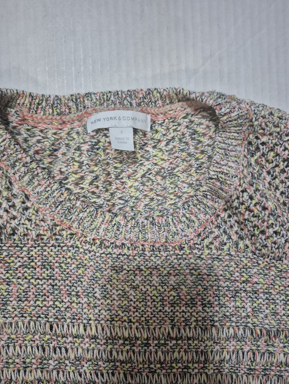 New York & Company Multicolor Knit Women's Sweater - Pastel Blend